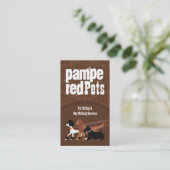 ブラウンペット座り犬歩くウォーカー名刺 名刺 (スタンド正面)