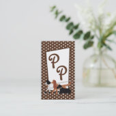 ブラウンペット座り犬歩くウォーカー名刺 名刺 (スタンド正面)