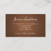 ブラウンペット座り犬歩くウォーカー名刺 名刺 (裏面)