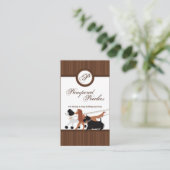 ブラウンペット着席犬の歩くの歩行者の名刺 名刺 (スタンド正面)