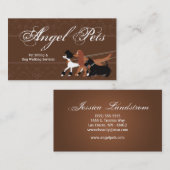 ブラウンペット着席犬の歩くの歩行者の名刺 名刺 (正面/裏面)