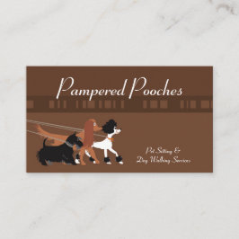 ブラウンペット着席犬の歩くの歩行者の名刺 名刺
