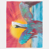 ブラウンペリカンアイランドサンセット フリースブランケット (正面)