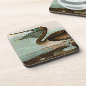 ブラウンペリカンバーズオブアメリカオードボンプリント コースター (左側)