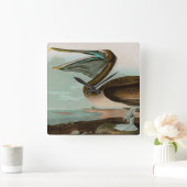 ブラウンペリカンバーズオブアメリカオードボンプリント スクエア壁時計 (ホーム)