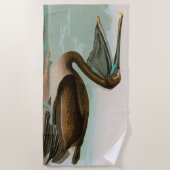 ブラウンペリカンバーズオブアメリカオードボンプリント ビーチタオル (正面)