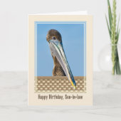 ブラウンペリカン付きの義理の息子の誕生日カード カード (正面)