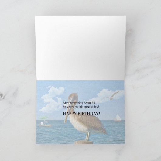 ブラウンペリカン付きの義理の息子の誕生日カード カード (内部)