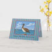 ブラウンペリカン付きの義理の息子の誕生日カード カード (黄色い花)