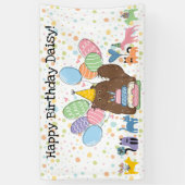 ブラウンペルシャ猫ロングヘア誕生日パーティー 横断幕 (縦)