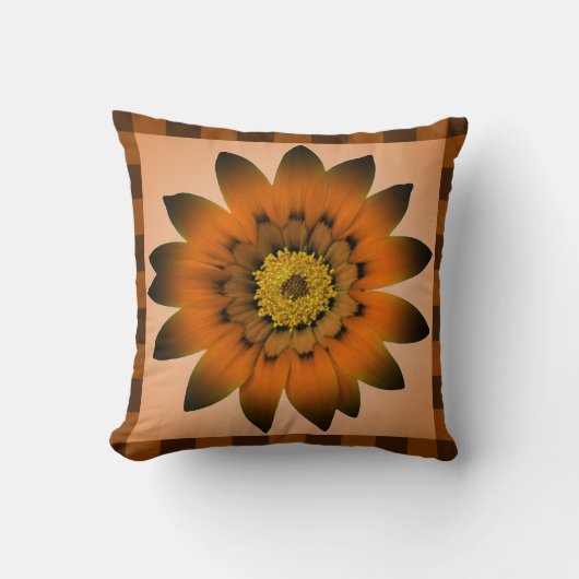ブラウンペルーの花のアートワーク – 枕 (正面)