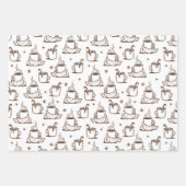 ブラウンホットコーヒーシームレスパターン ラッピングペーパーシート (正面2)