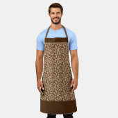 ブラウンホワイトアニマルプリントシェフクラフト エプロン (着用した状態)