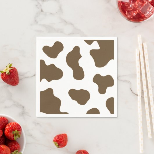 ブラウンホワイトカウズプリントカントリーウエスタンロデオパーティー スタンダードカクテルナプキン (インサイチュ)