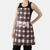 ブラウンホワイトギンガパーソナライズされたム エプロン (インサイチュ)