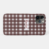 ブラウンホワイトギンガパーソナライズされたム Case-Mate iPhoneケース (裏面(横))
