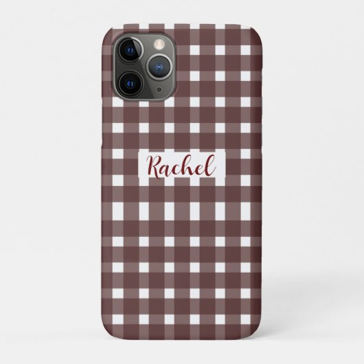 ブラウンホワイトギンガパーソナライズされたム Case-Mate iPhoneケース (裏)