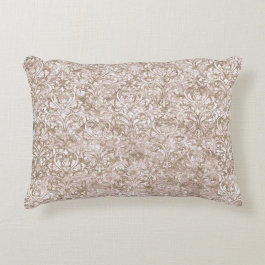 ブラウンホワイトスワール華美フローリッシュアンティークヴィンテージ アクセントクッション (正面)