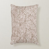 ブラウンホワイトスワール華美フローリッシュアンティークヴィンテージ アクセントクッション (正面(垂直))