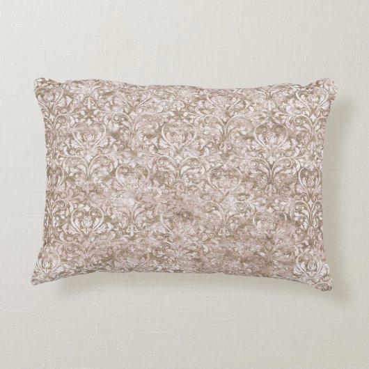 ブラウンホワイトスワール華美フローリッシュアンティークヴィンテージ アクセントクッション (裏面)