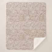 ブラウンホワイトスワール華美フローリッシュアンティークヴィンテージ シェルパブランケット (正面)