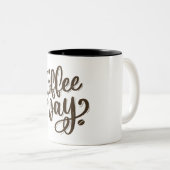 ブラウンホワイトタイポグラフィレタリング ツートーンマグカップ (正面右)