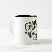 ブラウンホワイトタイポグラフィレタリング ツートーンマグカップ (正面左)
