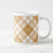 ブラウンホワイトタータンチェックパターンyxm0uat9 ジャンボコーヒーマグカップ (右)