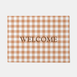 ブラウンホワイトバッファローランバージャックプレイズウェルカム ドアマット