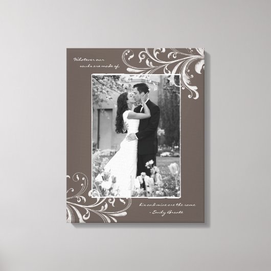 ブラウンホワイトフローラポートレート写真テンプレート写真 キャンバスプリント (正面)