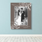 ブラウンホワイトフローラポートレート写真テンプレート写真 キャンバスプリント (インサイチュ (ウッドフロア))