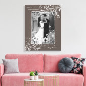 ブラウンホワイトフローラポートレート写真テンプレート写真 キャンバスプリント (インサイチュ (リビング))