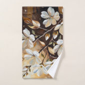 ブラウンホワイトブランチバスタオル バスタオルセット (ハンドタオル)