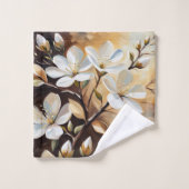 ブラウンホワイトブランチバスタオル バスタオルセット (ウォッシュタオル)