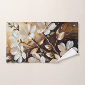 ブラウンホワイトブランチバスタオル バスタオルセット (ハンドタオル)