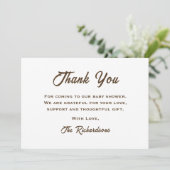 ブラウンホワイトベビーシャワーコーヒーベビーが醸造している サンキューカード (スタンド正面)