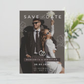 ブラウンホワイトミニマル結婚リスト 招待状 (スタンド正面)