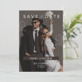 ブラウンホワイトミニマル結婚式招待状 招待状 (スタンド正面)