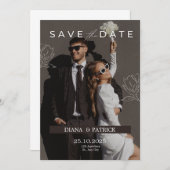 ブラウンホワイトミニマル結婚式招待状 招待状 (正面/裏面)