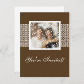 ブラウンホワイト写真テンプレート結婚式の日付を保存 案内ポストカード (正面/裏面)