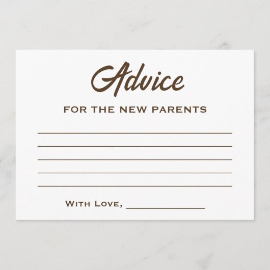 ブラウンホワイトAベビーはコーヒーの赤ちゃんシャワーを醸造している アドバイスカード (正面)