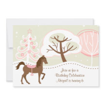 ブラウンホースかわいらしスノーウィー冬の誕生日パーティー