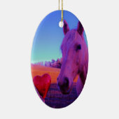 ブラウンホースと赤いハート セラミックオーナメント (右)