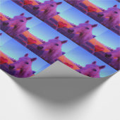 ブラウンホースと赤いハート ラッピングペーパー (角)