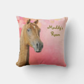 ブラウンホースガールズベッドルームカスタム枕 クッション (正面)