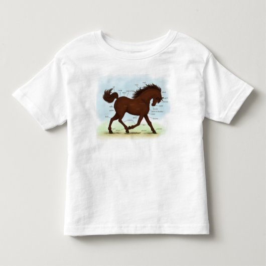 ブラウンホース教育ウマ科の解剖図 トドラーTシャツ (正面)