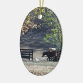 ブラウンホース歩くスルーフェンス セラミックオーナメント (左)