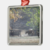 ブラウンホース歩くスルーフェンス メタルオーナメント (左)