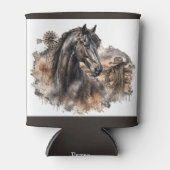 ブラウンホース牧場 ウエスタン 馬 男性向けギフト 缶クーラー (正面)