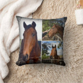 ブラウンホース美しい写真コラージュ クッション (ブランケット)